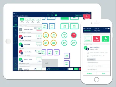 Restaurant management iPad and iPhone app ipad iphone list restaurant table