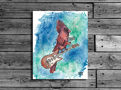 Vera Fest auction artwork cardinal drawing guitar hand lettering illustration lettering margarita mom music music festival