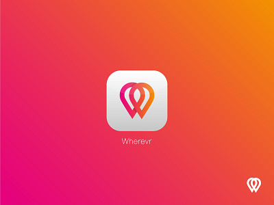 Wherevr | W+Pin app design geolocation icon ios inspiration letter logo minimal monogram pin w