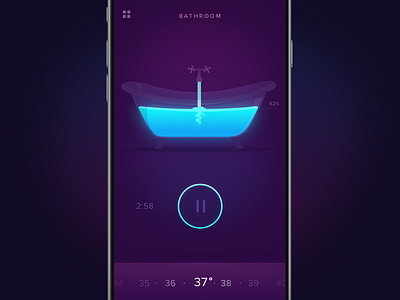 Smarthome bath control app bath bathroom ios mobile pause smart smarthome temperature ui ux water