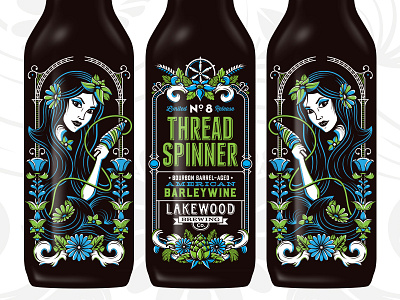 Lakewood Brewery Legendary Series beer beer label flourishes flowers hops nathan walker packaging screen print