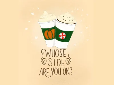 Pumpkin Vs Peppermint coffee illustration latte lettering peppermint pumpkin spice