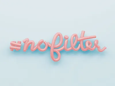 #nofilter 3d blue hashtag illustration pink typography