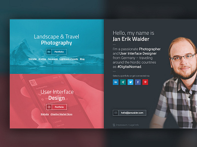 Personal Landingpage – Nameplate Website business card design landing page nameplate onepage photography portfolio ui ux webdesign website