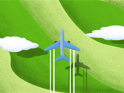 Plane over the fields 2d photoshop plane