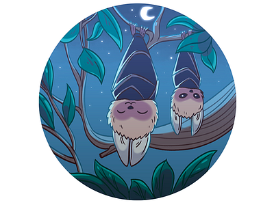 Bat autumn bat drawing garden illustration moonlight night trees