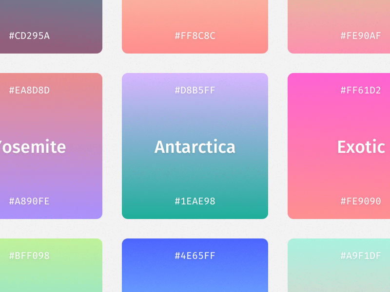 Fancy Gradients colors grandiets hex colors