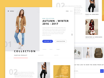 Landing_New collection clothing home landing page magazine menu shop store ui web