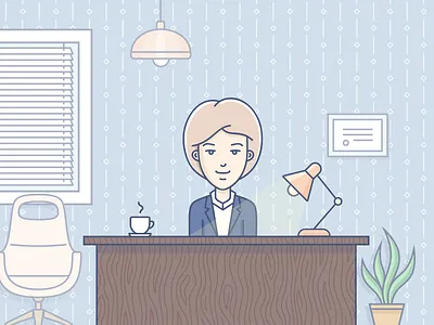 Linda at the office avatar business character girl office vector