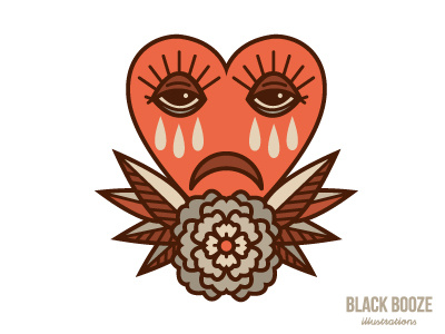 Lovesick No.4 art blackboozeillustraions emo flower heart icon illustration love rose tattoo vector