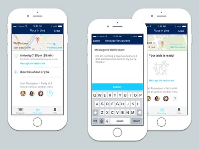Restaurant app messages map message mobile social