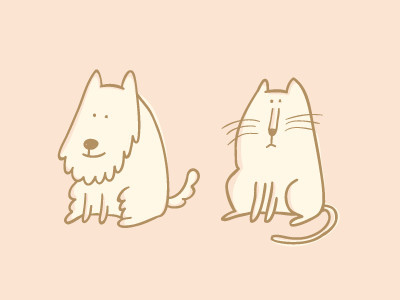 Cat & dog cartoon cat dog doodle sketch