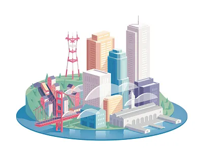 NRG - SF bridge city droga5 golden gate houses illustration nrg san francisco sf town