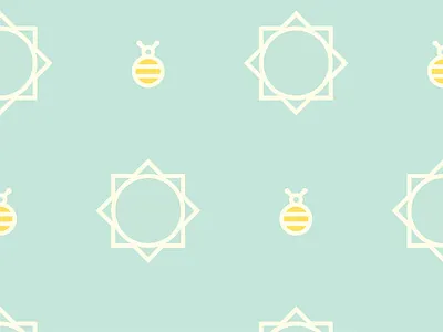 Sun & Bee Pattern bee blue icon line minimal pattern simple sun white yellow