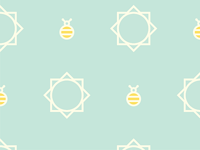 Sun & Bee Pattern bee blue icon line minimal pattern simple sun white yellow