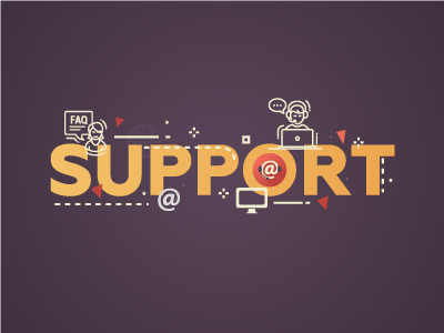 Support - Business Banner banner business design flat font icon lettering online support web writing