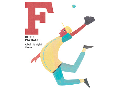 F is for Fly Ball alphabet baseball book characters flyball illustration lettering