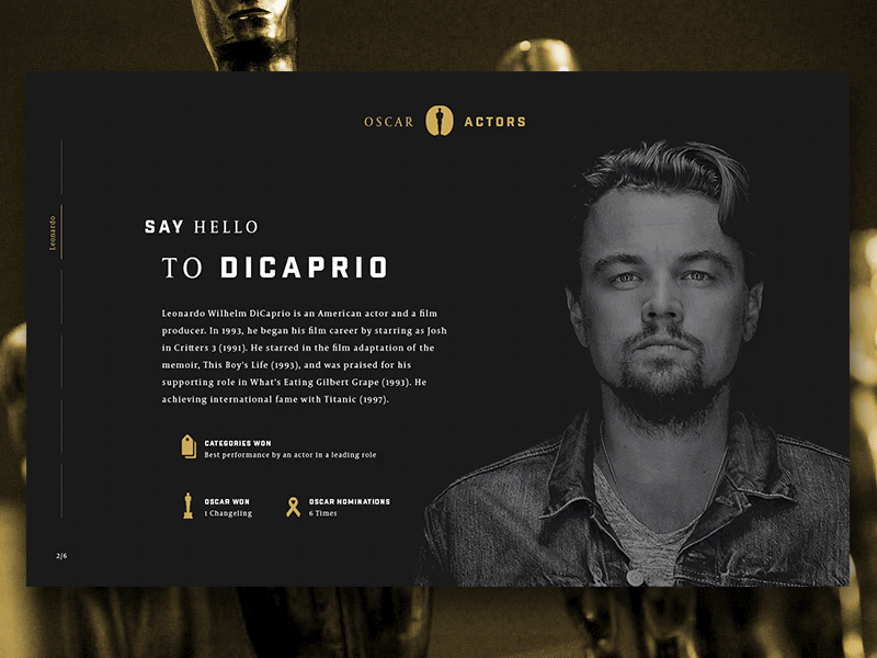 DailyUI #6 - (Oscar Actors profile page) awwards dailyui daysix oscar ui userexperience userinterface