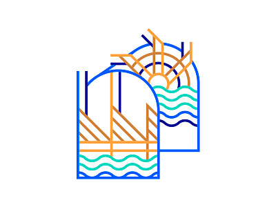 Riverside Watermill branding factory logo portal portico riverside symbol water watermill
