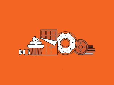 Snacks candy chocolate cupcake donut illustration line orange oreo snacks sprinkles sweets