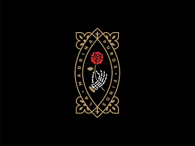 lmpf 1 crest cross engraving hand illustration rose skeleton type vintage