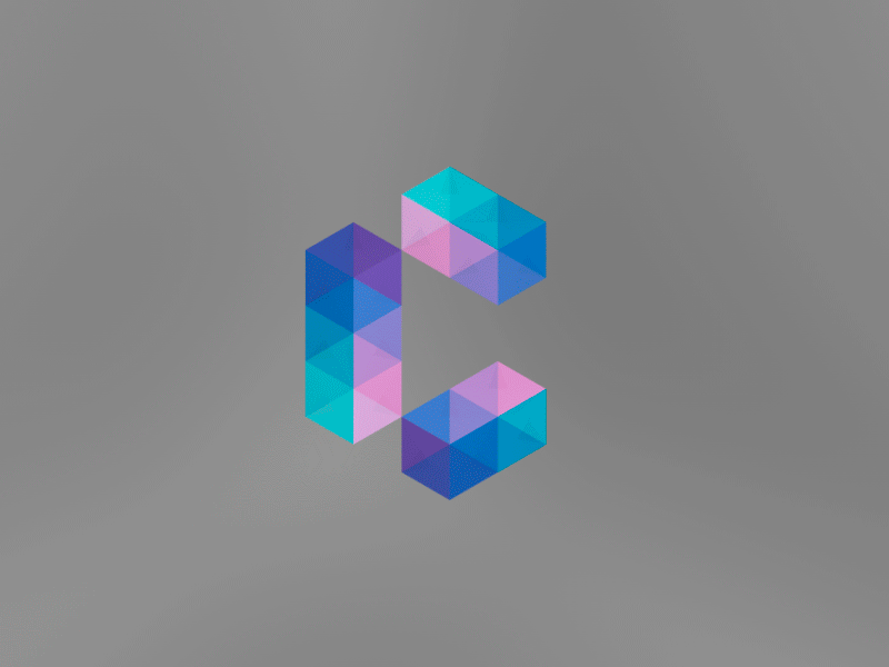 C logo 3d c c4d geometry logo triangles typography