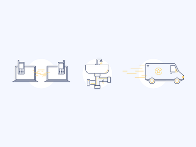 Home Maintenance Illustrations pt.2 blue gear hammer helmet home illustration line maintenance phone yellow