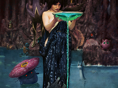 Circe - Mother of Pokemon classical creatures digital exercise fanart monster painting pokemon waterhouse