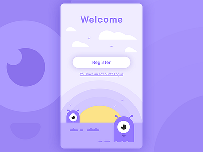 Register page alien app illustration ios login mobile monster sea sketch sunset ui ux