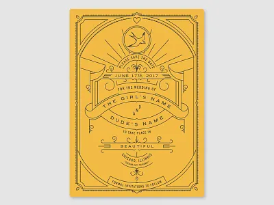 The Wedding of Girl's Name and Dude's Name chicago design line line work save the date stationery type wedding yellow