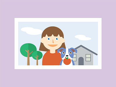 Best friends dog flat girl graphic design illustration peach vector