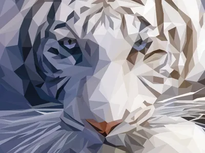 Lowpoly White Tiger 2d animal art geometric lowpoly polygons white tiger
