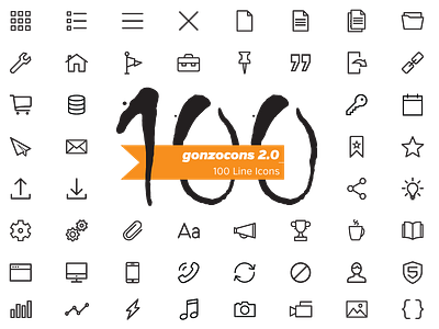 gonzocons 2.0 Icon Font (100 line icons) @font face hollow icon font icon set icons line svg