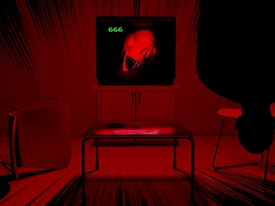 Channel 666 c4d dark dead horror manga red skull tv