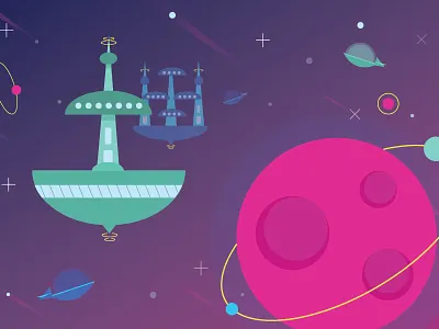 spacing out adventure future jetsons orbit outer space planet sky space stars
