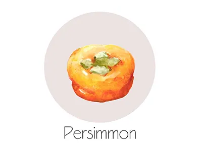 Persimmon fruit icon painting watercolor