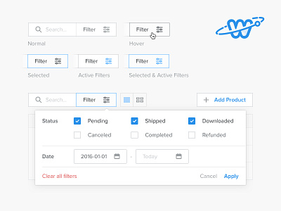 Filter Tip - Weebly Orbit - UI & Interaction Framework checkbox date filter form framework input orbit picker table tip ui weebly