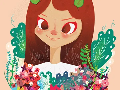 Floral character design cute elf floral girl illustration kawaii