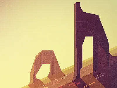 Landscape no.4 digital geometric illustration james gilleard scifi vector vintage