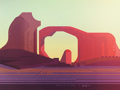 Landscape no.6 digital geometric illustration james gilleard vector vintage