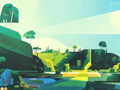Landscape no.5 digital geometric illustration james gilleard vector vintage