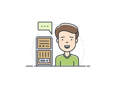 Technical Support boy character computer help hosting it linear server support technical vector