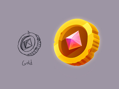 Coin coin diamond game gold icon rose ruby sketch ui