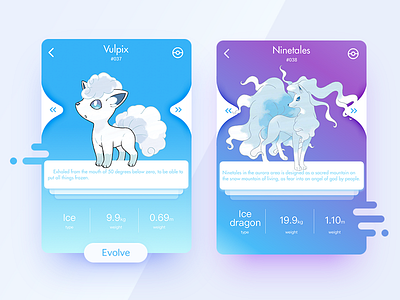 pokemon Go app design gameboy illustration ios japaan pikachu pokedex pokemon go ui vulpix