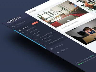 OfferZen sidebar dark dashboard interface offerzen profile sidebar ui ux
