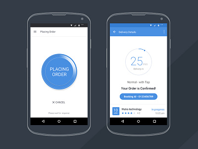 Placing Order android app blue commerce flat order ui ux