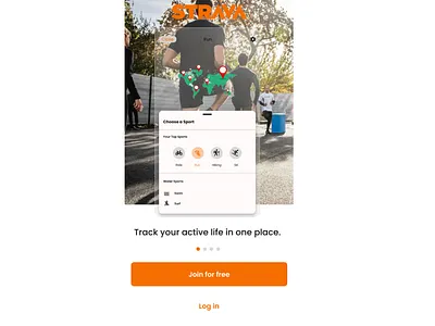 STRAVA OnBoarding app design typography ui ux