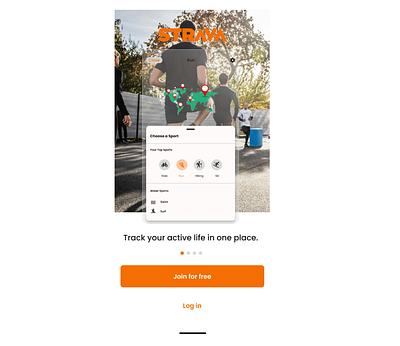 STRAVA OnBoarding app design typography ui ux