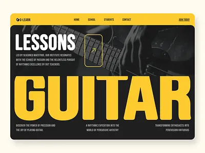 Guitar Music School Website Landing Page guitar guitar lessons guitar school instrumental website landing page landing page expert learning learning guitar learning website lessons music landing page ux audit