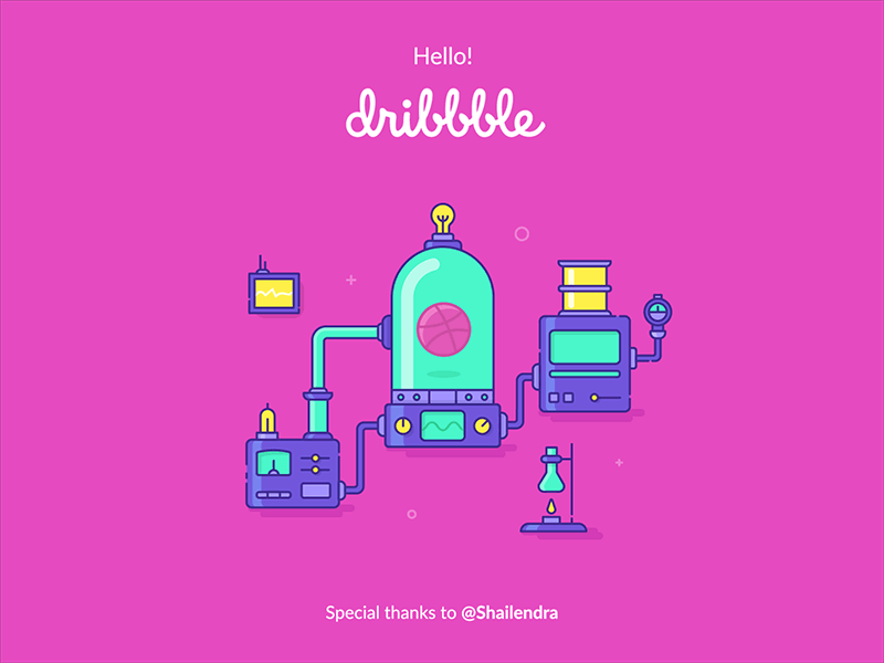 Dribbble Lab animation debut first shot gif hello dribbble illustration invite lab laboratory line